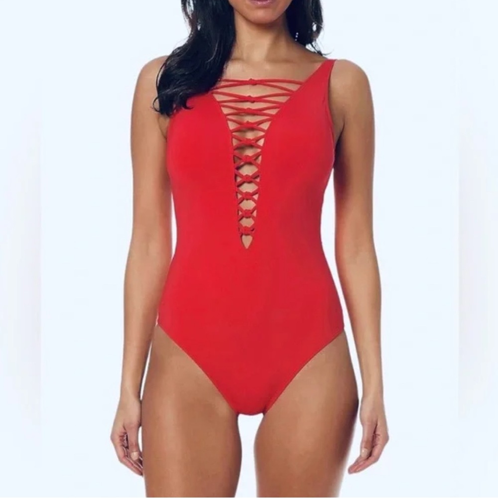 BLEU ROD BEATTIE | Knotty But Nice Mio One-Piece Swimsuit, Ruby Red